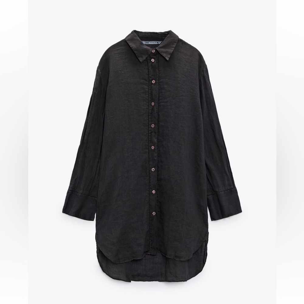 Zara ramie linen buttondown tunic